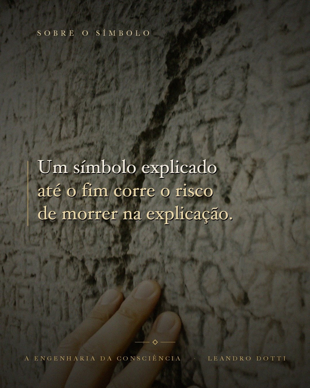 Arte da campanha do livro A Engenharia da Consciência com a frase: O símbolo explicado até o fim