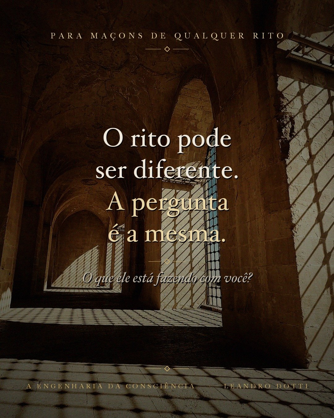 Arte da campanha do livro A Engenharia da Consciência com a frase: O rito pode ser diferente