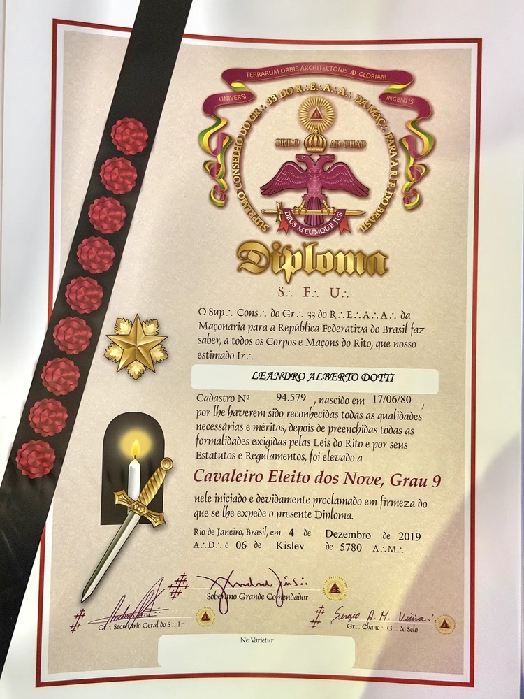Diploma de Cavaleiro Eleito dos Nove · Grau 9, de Leandro Alberto Dotti
