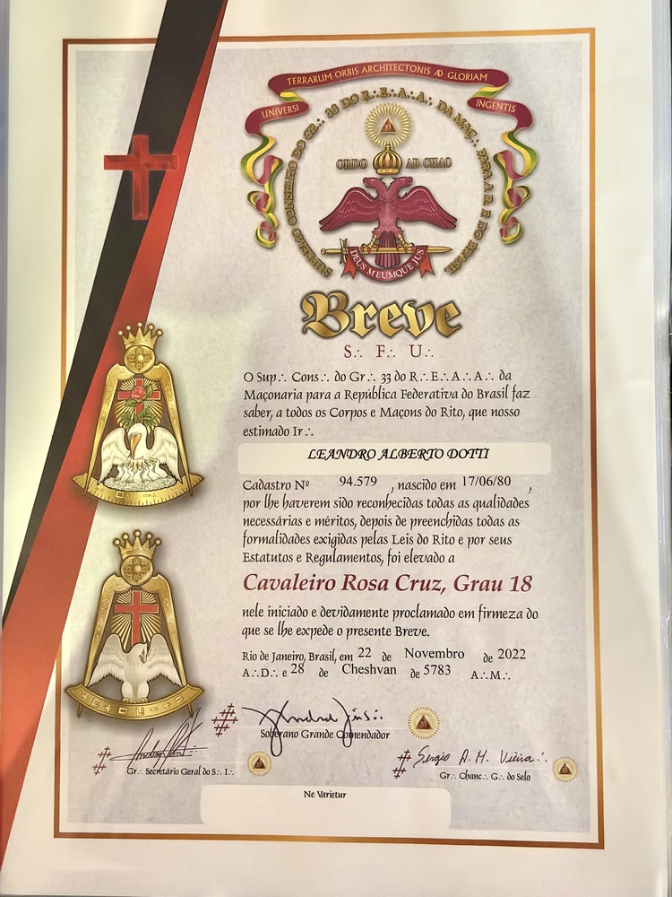 Breve de Cavaleiro Rosa Cruz · Grau 18, de Leandro Alberto Dotti