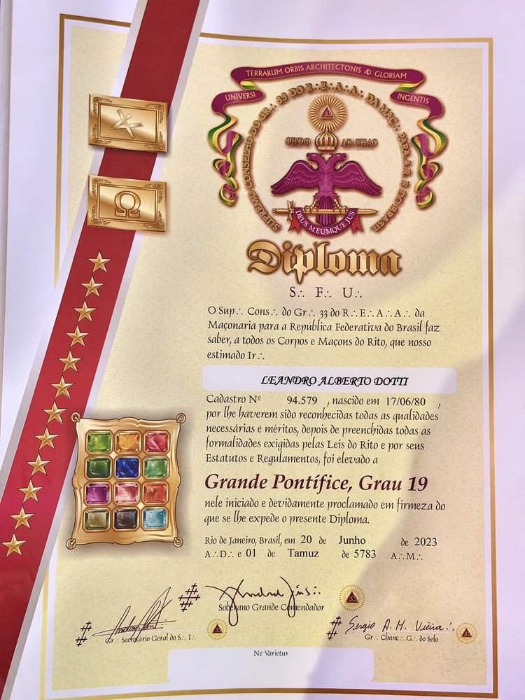 Diploma de Grande Pontífice · Grau 19, de Leandro Alberto Dotti