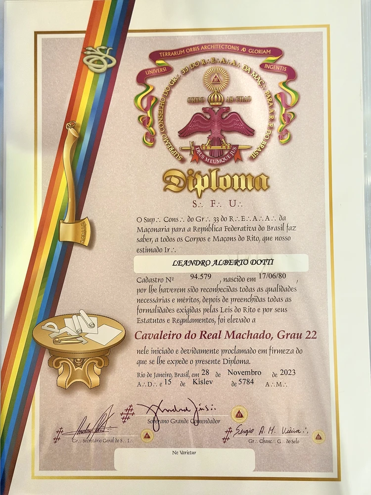 Diploma de Cavaleiro do Real Machado · Grau 22, de Leandro Alberto Dotti