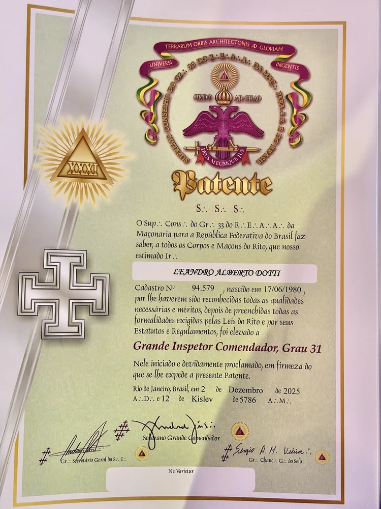 Patente de Grande Inspetor Comendador · Grau 31, de Leandro Alberto Dotti